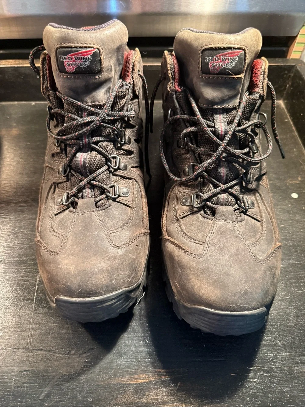 Red Wing TruHiker Men’s Dark Brown Leather Outdoor Boots with Red Accents